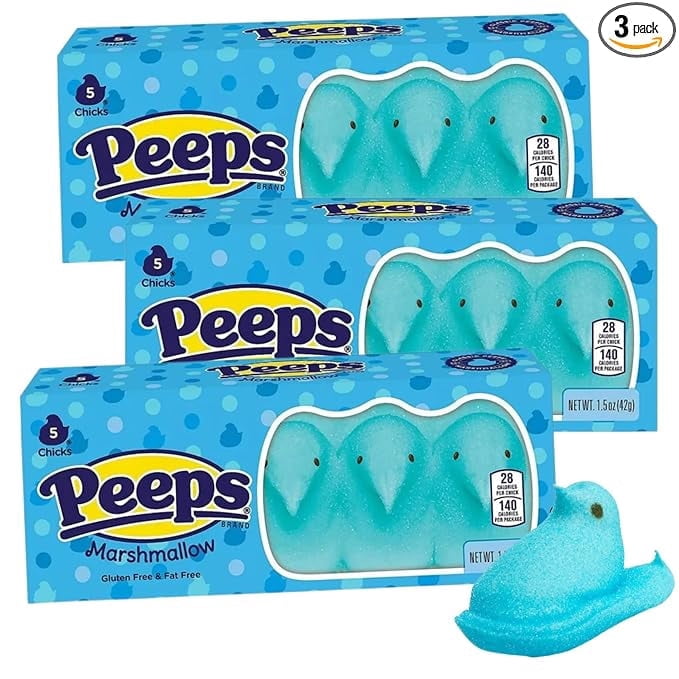 Sweetzo's Blue Peeps Marshmallow Chicks, Easter Basket Stuffers, 5 in ...