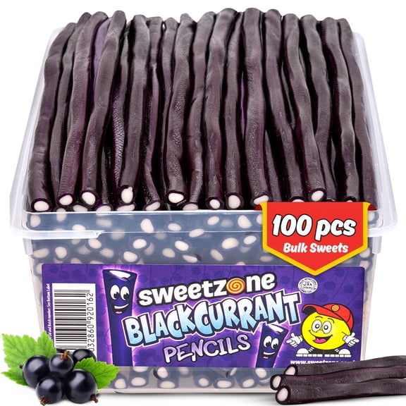 Sweetzone Blackcurrant Pencils Tub 100pcs Halal