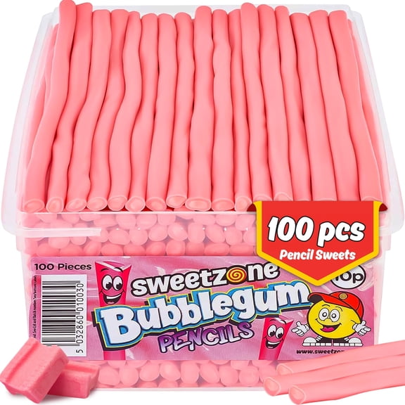 Sweetzone Bubblegum Pencils Tub 100pcs Halal