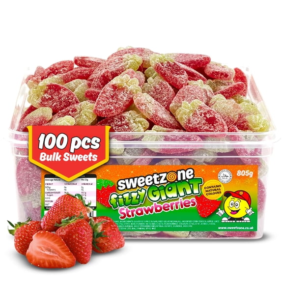 Sweetzone Fizzy Giant Strawberries 800g 100pcs