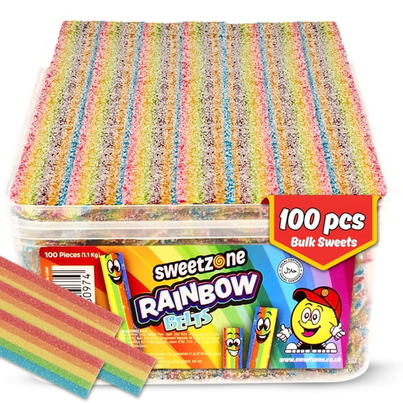 Sweetzone Fizzy Rainbow Belts 1.1kg 100pcs