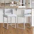 thumbnail image 1 of Sweiko Bar Stools Set for 2, 26" Upholstered Counter Height Bar Chairs, PU Leather Square Open Backrest Kitchen Island Chairs, Modern Bar stools with Metal Legs for Home Bar Pub, 1 of 8