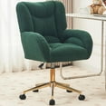 thumbnail image 1 of Sweiko Green Desk Chair with Teddy Sherpa Fabric for Home Office Height Adjustable Vanity Chair with Back Cute Office Chair with Wheels and Arms, 1 of 8