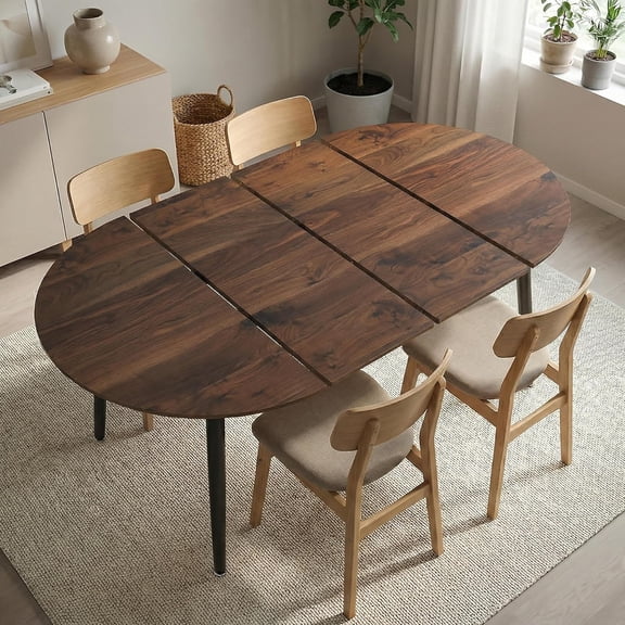 Sweiko Extendable Dining Table, 40"-71" Oval Table, Wooden Kitchen Table for 4-8 People, Walnut Dining RoomTable for Home, Office