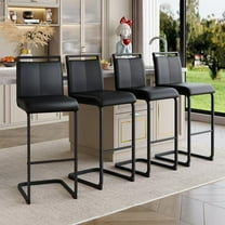 Sweiko PU Leather Bar Stools 30 inch, Set of 4 Upholstered Bar Chairs, Modern Counter Height Barstools with Back & Footrest, Kitchen Island Bar Stools for Pub Home Coffee Shop