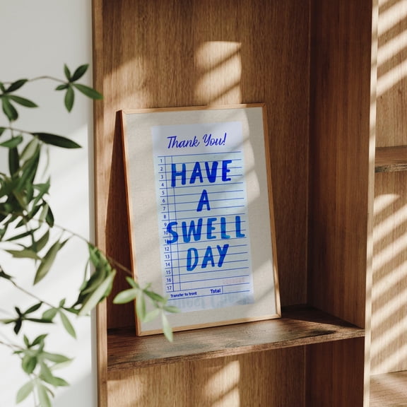 Swell Day Receipt Print: Blue Coastal Wall Art Unframed Paper Print