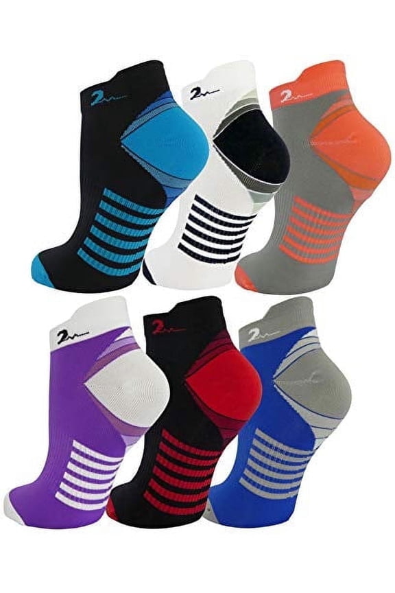 6 Pair Graduated Compression Socks for Men and Women (Ankle Compression Socks, One Size Fits Most)