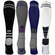 Athletic Compression Socks Kids Knee High, Fits Average age 10-16 Big Kids Shoe Size 6-Adult Size 84-Pack