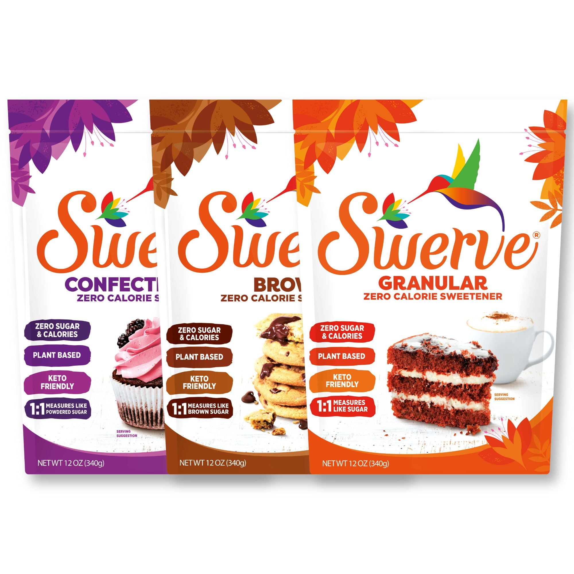 Swerve Granular, Brown and Confectioners Baker's Trio - Sugar Sub, Zero  Calorie and Sugar, Keto Friendly, Non-Glycemic, 12oz, 3 Pack 