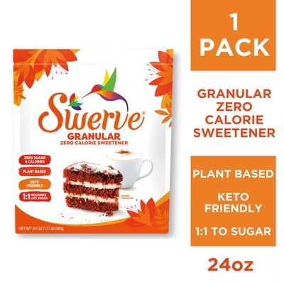 Swerve Granular Sugar Replacement Sweetener, Sugar Substitute, Zero Calorie, Keto, Zero Sugar, Non-Glycemic, 24oz
