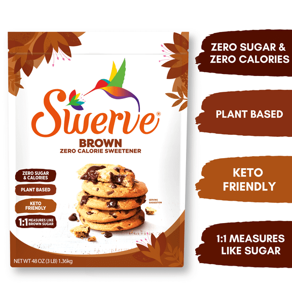 Swerve Ultimate Brown Sugar Replacement Sweetener, Zero Calorie & Sugar, Keto Friendly, Gluten Free, 48oz