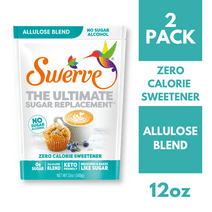 Swerve Zero Calorie Allulose Blend Granular Sugar Replacement Sweetener, No Sugar Alcohol, Keto Friendly, Erythritol Free, 12-Ounce Bag, (Pack of 2)