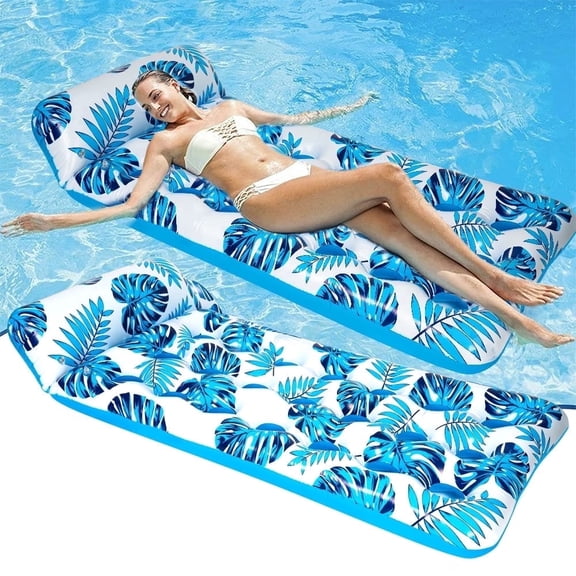 Swfoer 73 x 34in Inflatable Pool Float 1 Piece Adults Floating Pool Lounge for Lake Beach Swimming Pool Fun, Blue