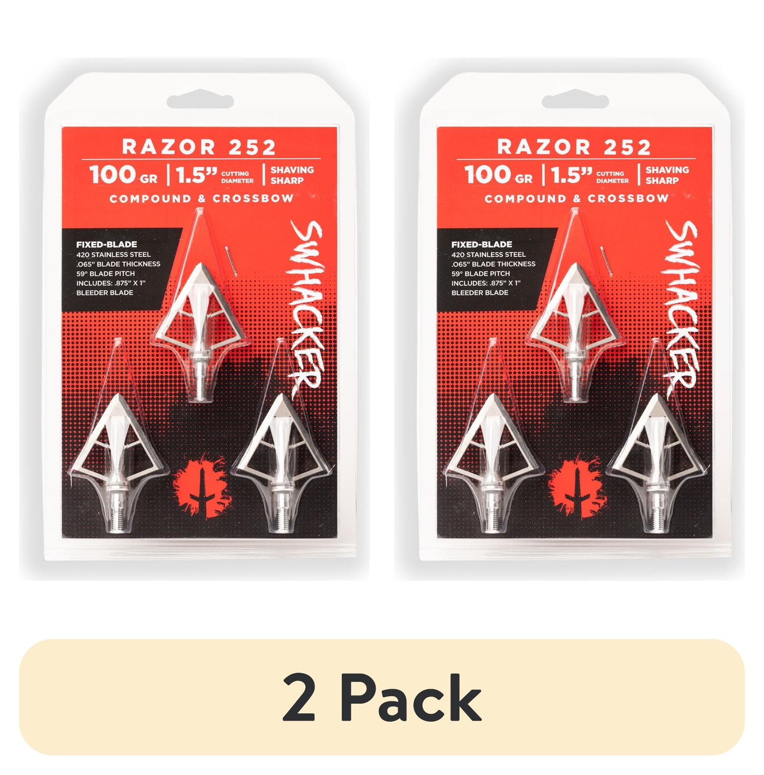 (2 pack) Swhacker RAZOR #252 Fixed Blade Broadheads by , 4-Blade 100 ...