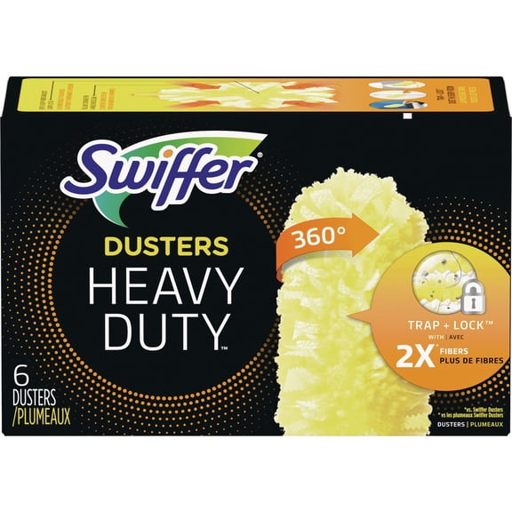 Swiffer 21620BX 360 Dusters Refill, Dust Lock Fiber, Yellow, 6/Box