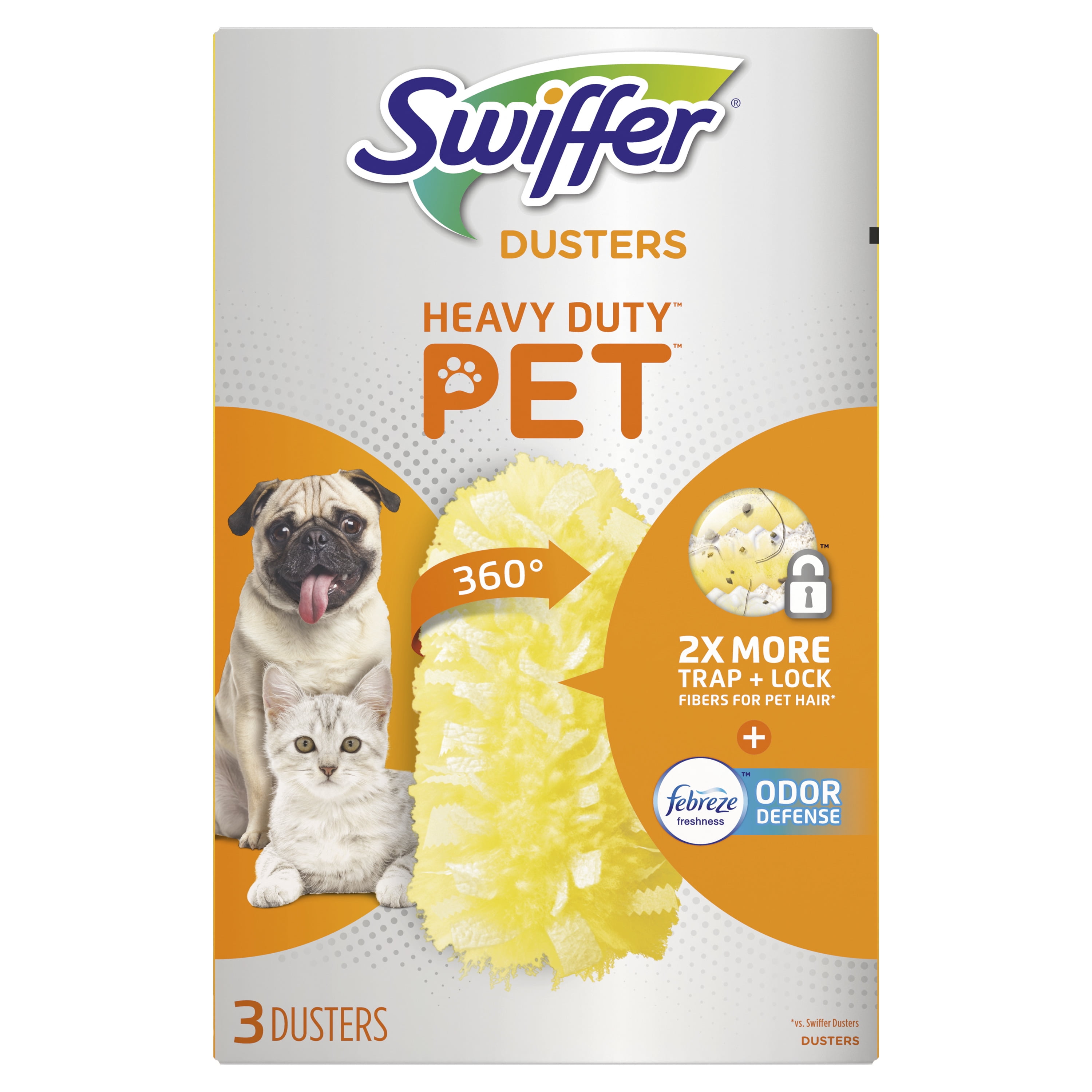 Swiffer 360 Dusters, Pet Heavy Duty Refills with Febreze Odor Defense, 3 count