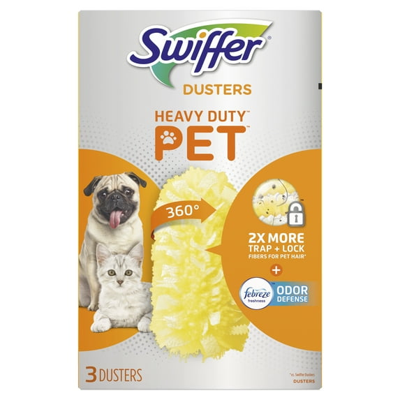 Swiffer 360 Dusters, Pet Heavy Duty Refills with Febreze Odor Defense, 3 count