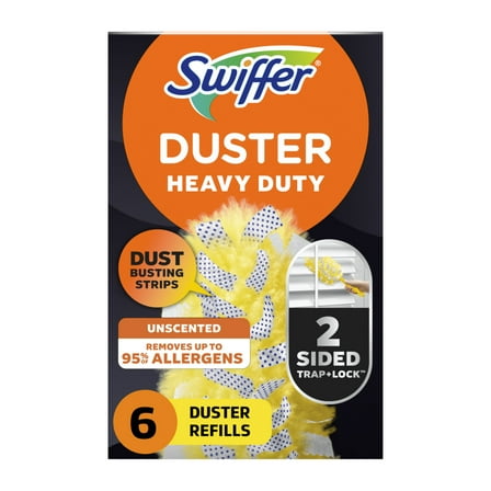 Swiffer Dusters Heavy Duty Multi-Surface Duster Refills for Cleaning, Unscented, 6 Count