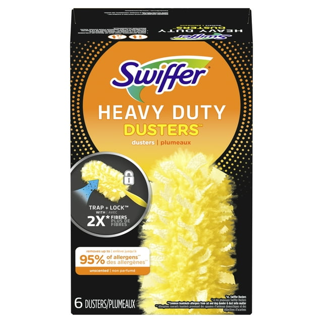 Swiffer Dusters Heavy Duty Multi-Surface Duster Refills for Cleaning, Unscented, 6 Count