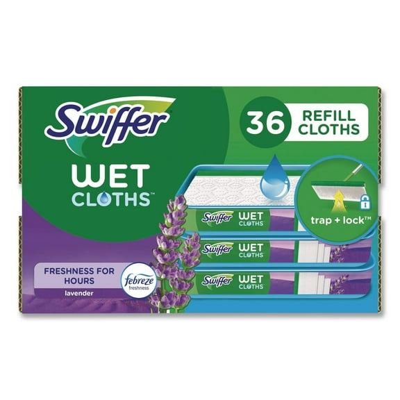 Swiffer 80333673 10 x 8 Wet Refill Cloths - White/Lavender Vanilla and Comfort (36/Carton)
