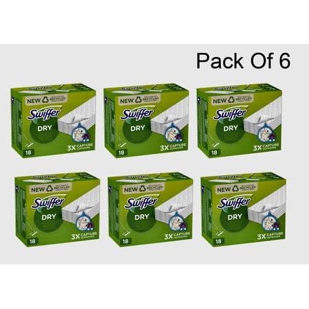 Swiffer Dry Refills Recycled synthetic Fibers 18 Each (Pack Of 6)