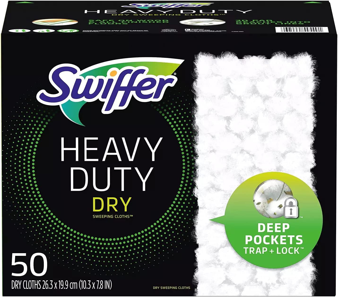 Swiffer Dry Sweeping Cloths 50 Ct | Swiffer Sweeper Heavy Duty Cleaning Supplies | Swiffer Refill for Floor Sweeping and Cleaning | Floor Cleaner Wipes | Dust Cloths Refills for Floor Mop