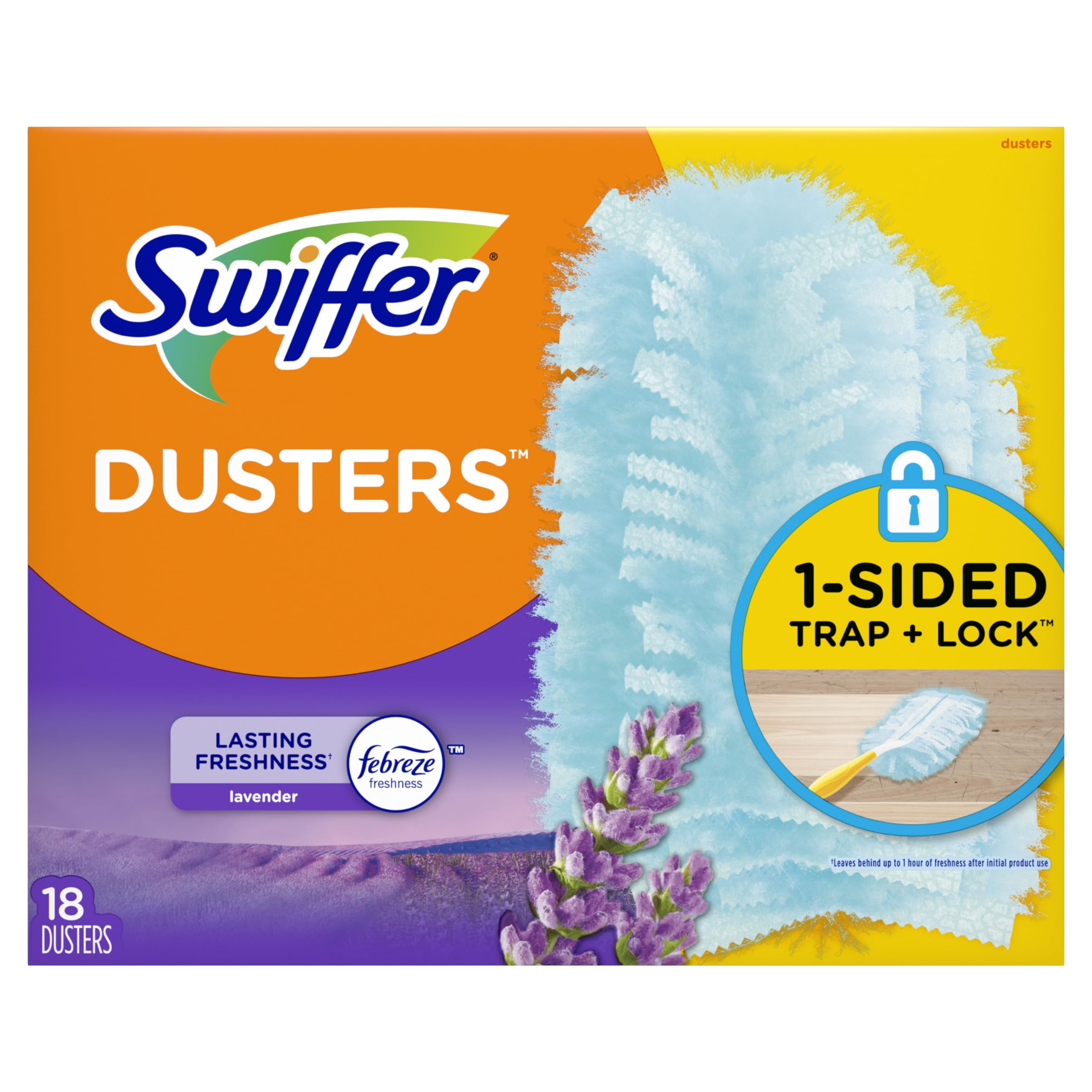 Swiffer Dusters, Ceiling Fan Duster, Multi Surface Refills with Febreze Lavender, 18 Count