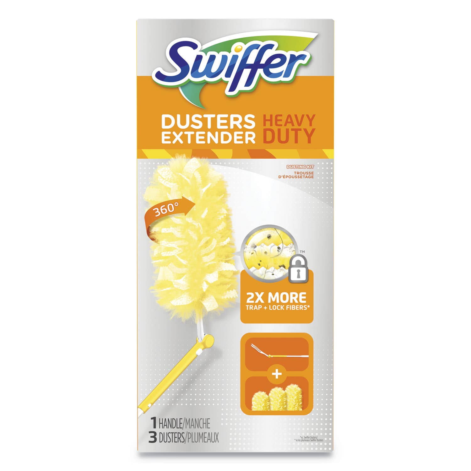 Swiffer Dusters Heavy Duty Extendable Handle Starter Kit (1 Handle, 3 Dusters)