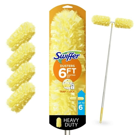 Swiffer Dusters Heavy Duty Super Extendable Handle Dusting Kit (1 6Ft. Handle, 4 Dusters) (Pack of 2)