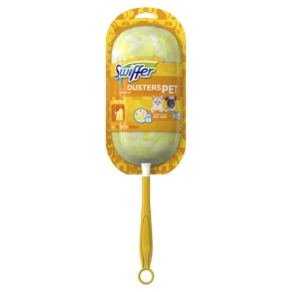 Swiffer Dusters Pet Dusting Kit with Febreze Odor Defense (1 Handle, 2 Dusters)