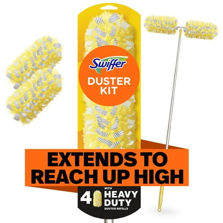 Swiffer Dusters with Extension Pole, Cleaning Kit includes 6ft Extendable Handle + 4 Duster Refills