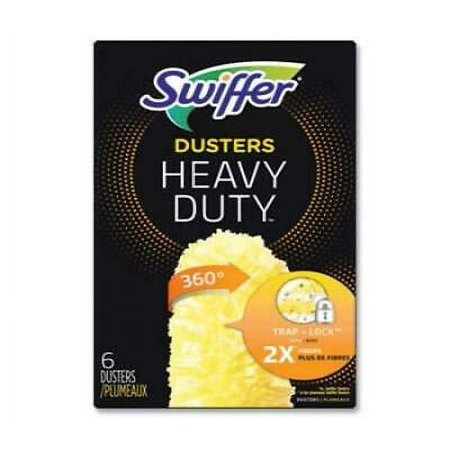 Swiffer Heavy Duty Dusters Refill, Dust Lock Fiber, Yellow, 6/Box, 4 Boxes/Carton (21620CT)