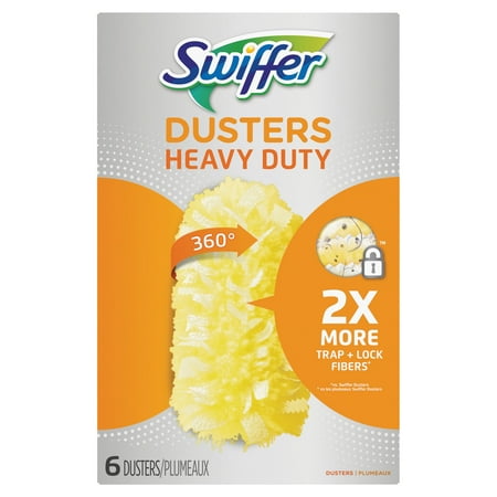 Swiffer Heavy Duty Dusters Refill, Dust Lock Fiber, Yellow, 6/box, 4 Box/carton