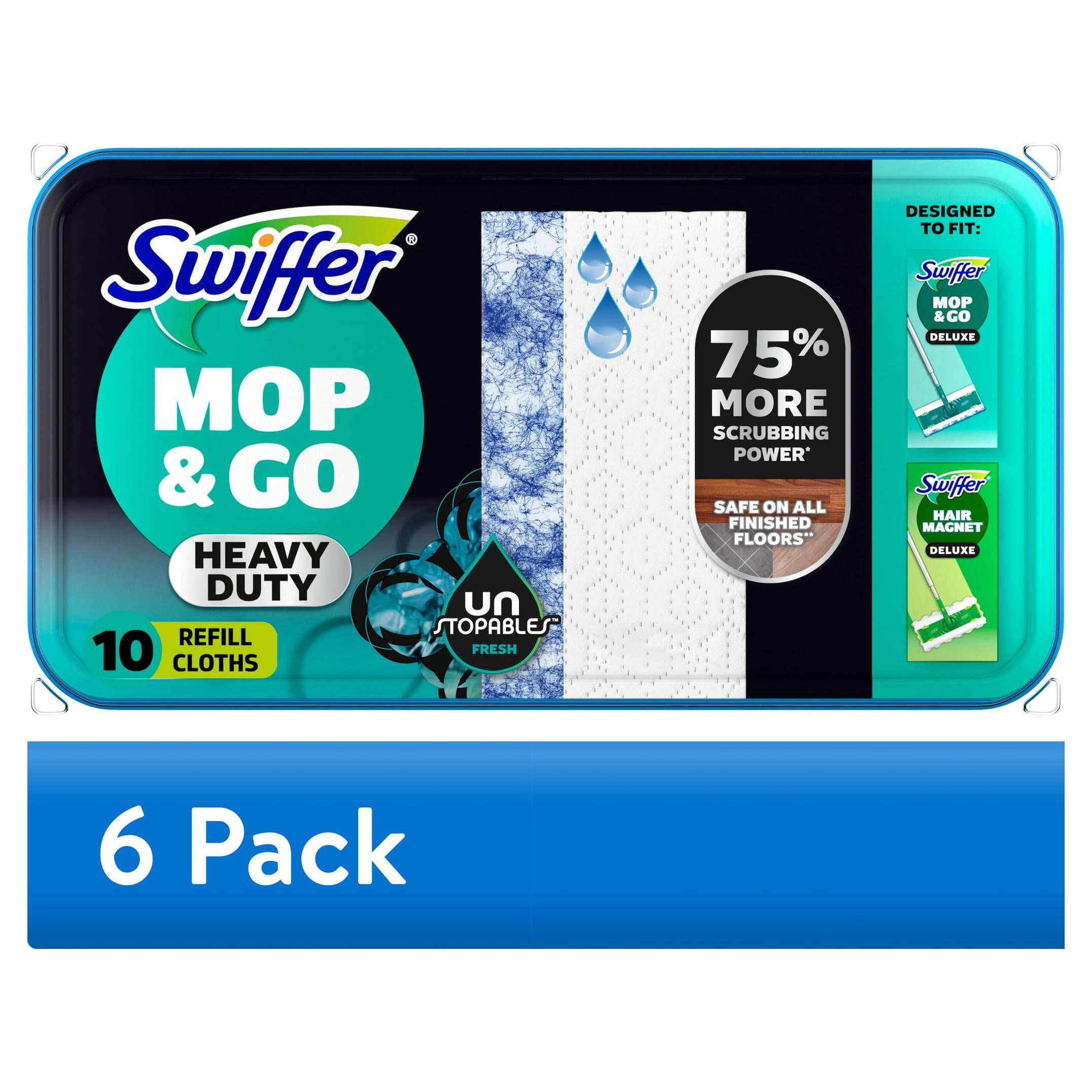 (6 pack) Swiffer Mop & Go Heavy Duty Wet Refills, Unstopables, 10 Count
