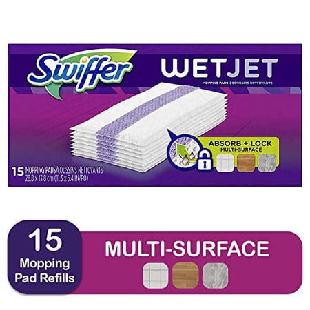 Swiffer Multi Surface Wetjet Hardwood Floor Cleaner Spray Mop Pad Refill, 15 Count