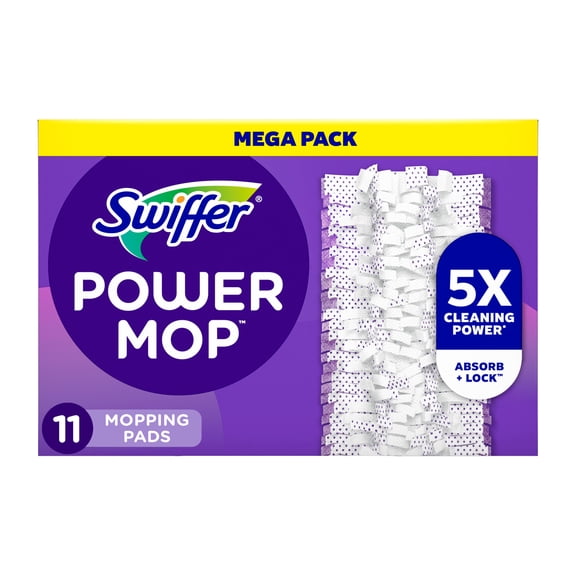 Swiffer Power Mop Multi-Surface Mopping Pad Refills for Floor Cleaning, 11 Count
