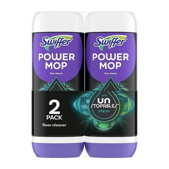 Swiffer Power Mop Floor Cleaner Solution with Unstopables Fresh Scent, 25.3 fl oz, 8 Pack
