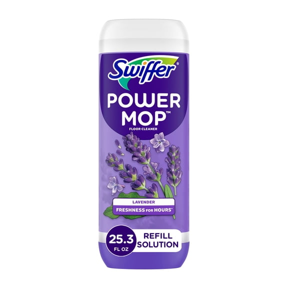 Swiffer Power Mop Refill Solution, Tile, Vinyl, Laminate, Wood, Floor Cleaner, Lavender, 25.3 fl oz