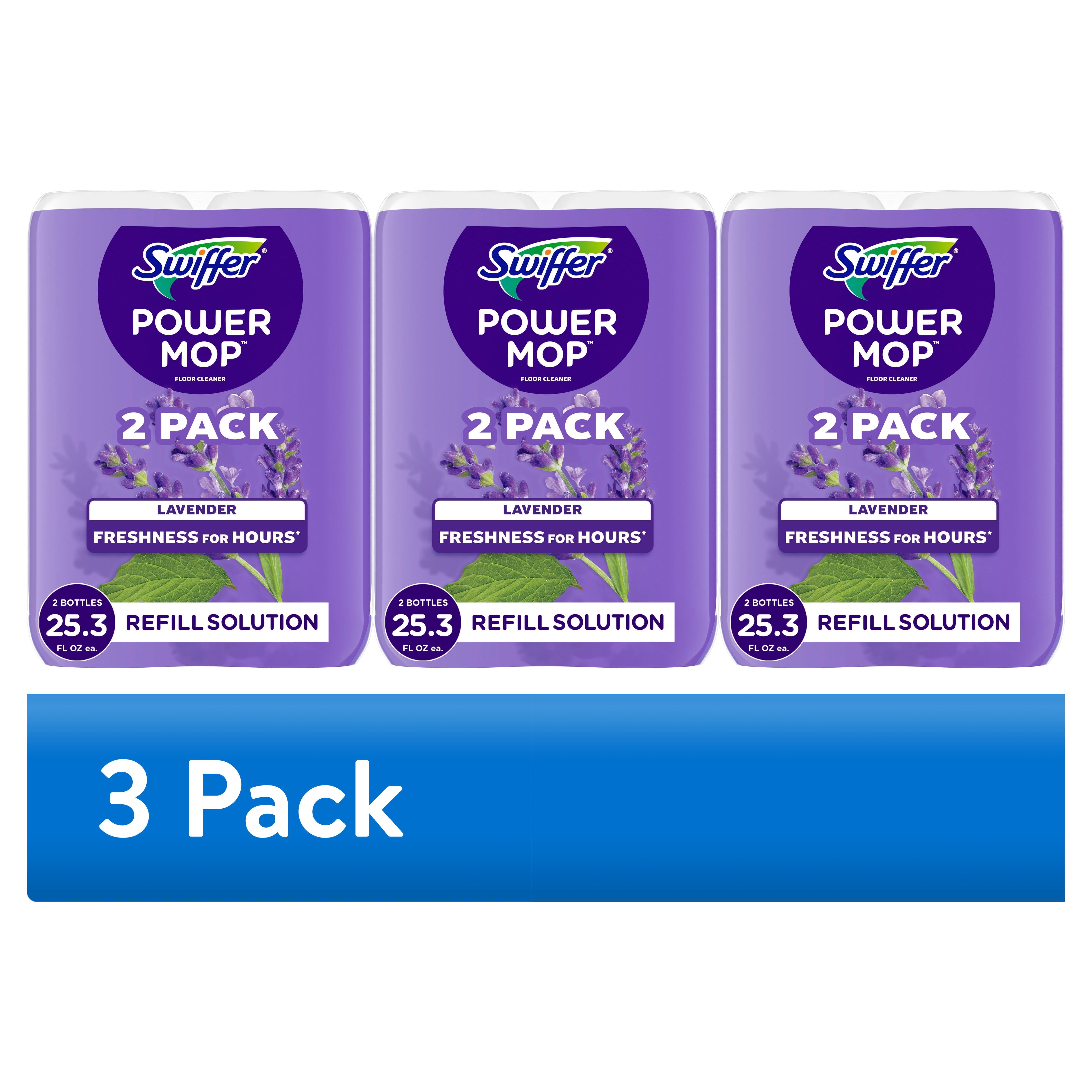 (3 pack) Swiffer Power Mop Refill Solution, Tile, Vinyl, Laminate, Wood, Floor Cleaner, Lavender, 2x 25.3 fl oz