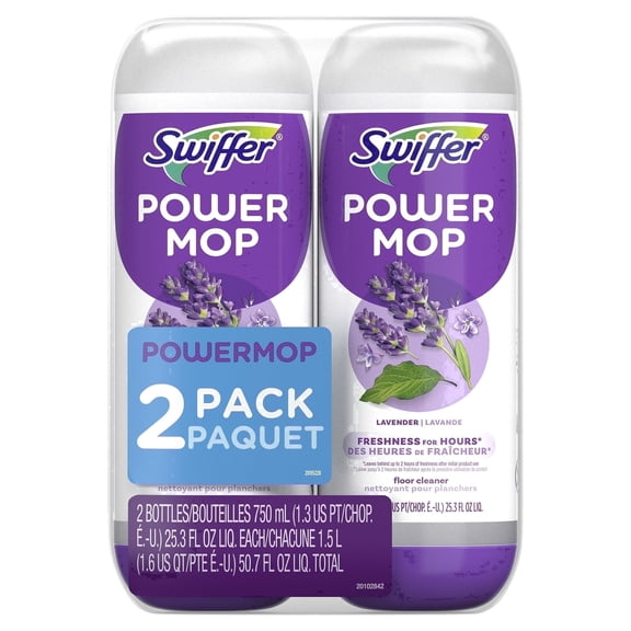 Swiffer Power Mop Refill Solution, Tile, Vinyl, Laminate, Wood, Floor Cleaner, Lavender, 50.6 fl oz