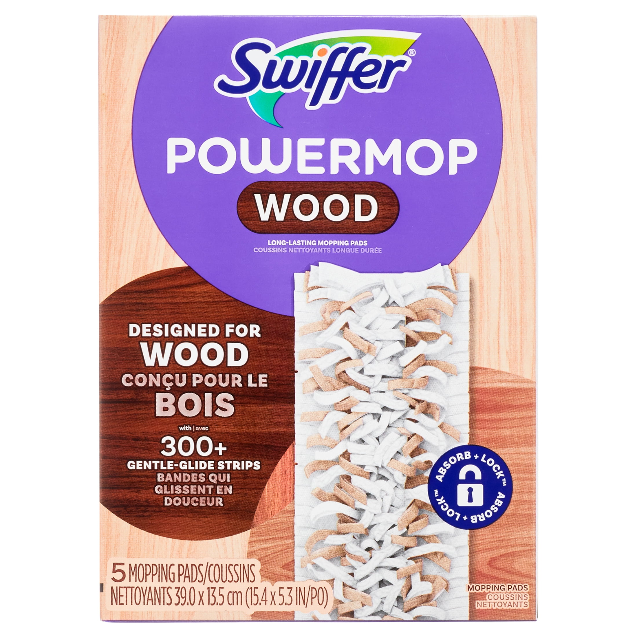 Swiffer Power Mop Wood Mopping Head Scrubbing Strips Refills, 5 Count