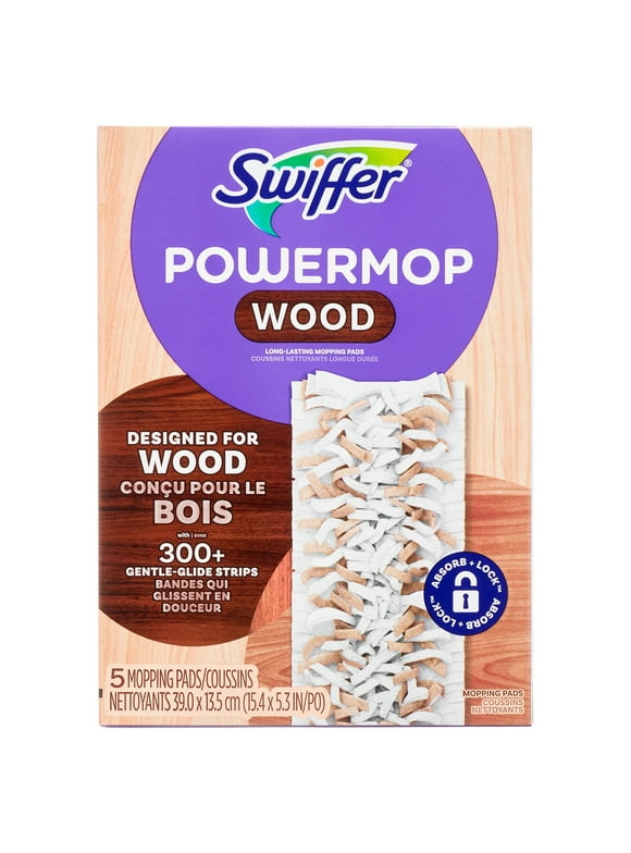 Swiffer Power Mop Wood Mopping Head Scrubbing Strips Refills, 5 Count
