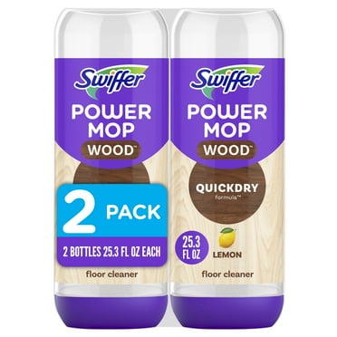 Swiffer Power Mop Wood Refill Solution, QuickDry Hardwood Floor Cleaner, Lemon Scent, 50.6fl oz