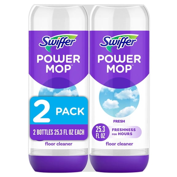 Swiffer PowerMop Floor Cleaner Solution Fresh Scent, 25.3 oz, (4 Pack of 2)