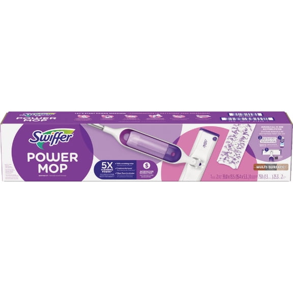 Swiffer PowerMop Multi-Surface Mop Kit for Floor Cleaning, Fresh Scent, Mopping Kit Includes PowerMop, 2 Mopping Pad Refills, 1 Floor Cleaning Solution with Fresh Scent and 2 Batteries
