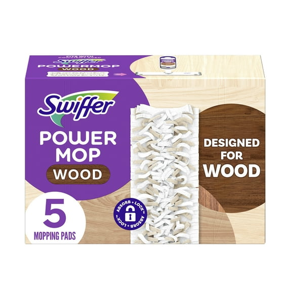 Swiffer PowerMop Wood Mopping Pad Refills, 5 Count