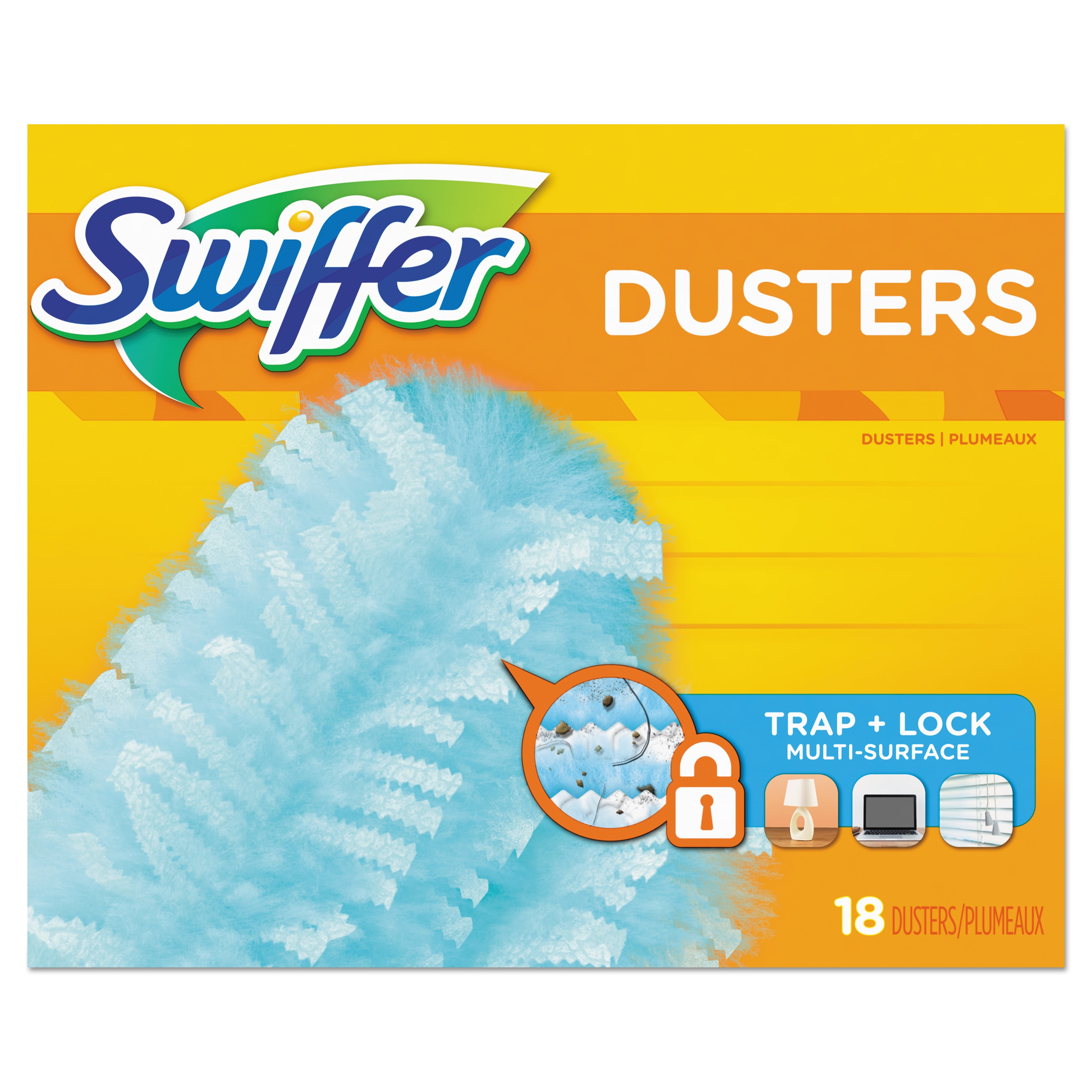 Swiffer 21459CT Refill Dusters, Dust Lock Fiber, Light Blue, Unscented,  10/Box, 4 Box/Carton