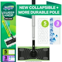 Swiffer Sweep and Mop Deluxe, 2-in-1 Mopping and Sweeping Kit, Multi-Surface Floor Cleaning, Kit Includes 1 Sweeper Device, 5 Heavy Duty Dry Sweeping Cloths, 3 Heavy Duty Wet Mopping Cloths