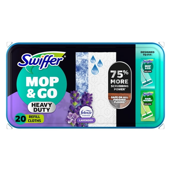 Swiffer Mop & Go Heavy Duty Wet Refills, Lavender, 20 Count