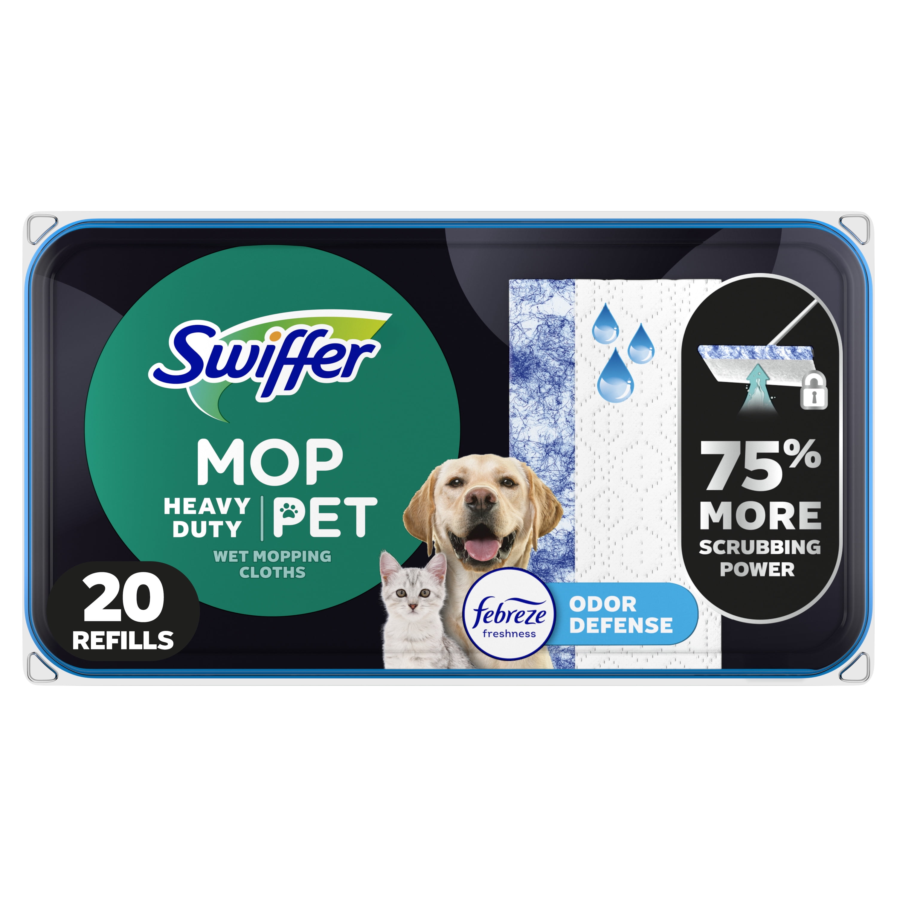 Swiffer Heavy Duty Pet Wet Mop Cloths with Fresh Scent and Dirt Magnet, 20 Count